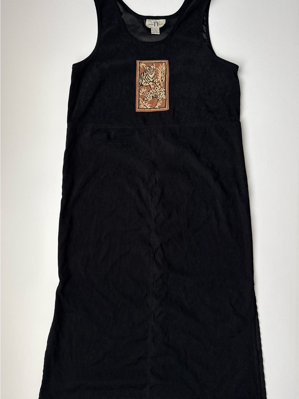 90s Vintage Y2K Grunge Indie Sleaze Whimsical Tiger Leopard Patch Midi Dress